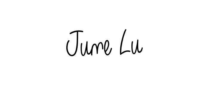 The best way (Angelique-Rose-font-FFP) to make a short signature is to pick only two or three words in your name. The name June Lu include a total of six letters. For converting this name. June Lu signature style 5 images and pictures png