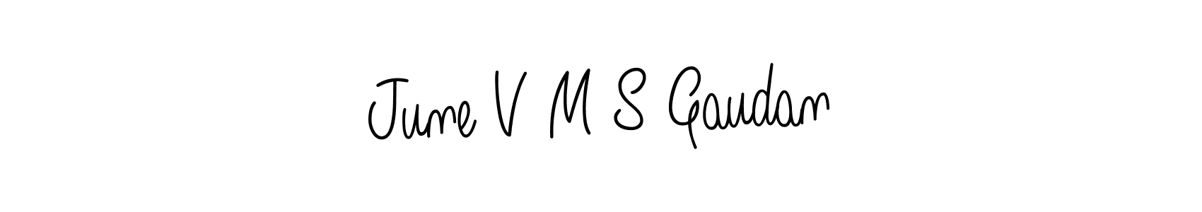 The best way (Angelique-Rose-font-FFP) to make a short signature is to pick only two or three words in your name. The name June V M S Gaudan include a total of six letters. For converting this name. June V M S Gaudan signature style 5 images and pictures png