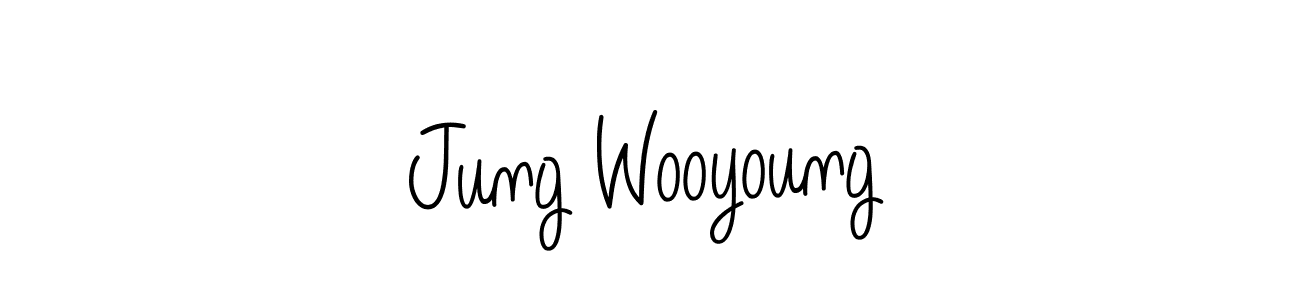 Make a beautiful signature design for name Jung Wooyoung. With this signature (Angelique-Rose-font-FFP) style, you can create a handwritten signature for free. Jung Wooyoung signature style 5 images and pictures png