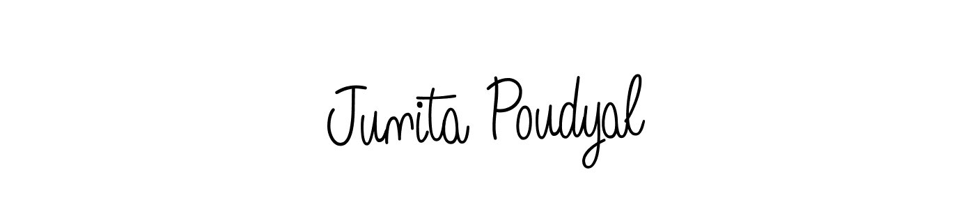 You should practise on your own different ways (Angelique-Rose-font-FFP) to write your name (Junita Poudyal) in signature. don't let someone else do it for you. Junita Poudyal signature style 5 images and pictures png