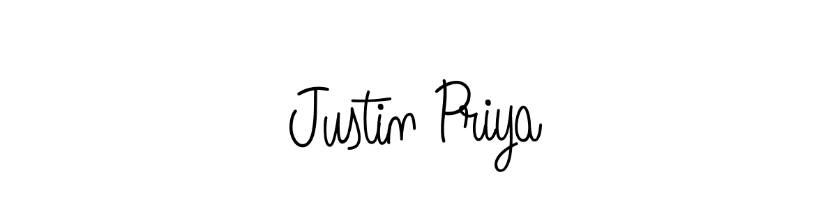 The best way (Angelique-Rose-font-FFP) to make a short signature is to pick only two or three words in your name. The name Justin Priya include a total of six letters. For converting this name. Justin Priya signature style 5 images and pictures png