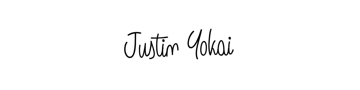 Use a signature maker to create a handwritten signature online. With this signature software, you can design (Angelique-Rose-font-FFP) your own signature for name Justin Yokai. Justin Yokai signature style 5 images and pictures png