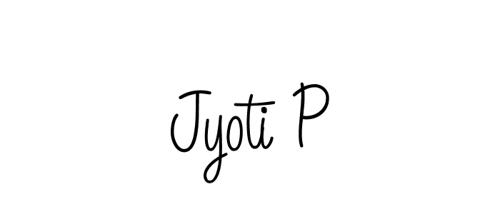 Use a signature maker to create a handwritten signature online. With this signature software, you can design (Angelique-Rose-font-FFP) your own signature for name Jyoti P. Jyoti P signature style 5 images and pictures png