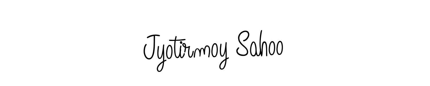 You should practise on your own different ways (Angelique-Rose-font-FFP) to write your name (Jyotirmoy Sahoo) in signature. don't let someone else do it for you. Jyotirmoy Sahoo signature style 5 images and pictures png