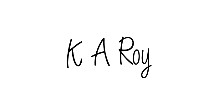 How to make K A Roy name signature. Use Angelique-Rose-font-FFP style for creating short signs online. This is the latest handwritten sign. K A Roy signature style 5 images and pictures png