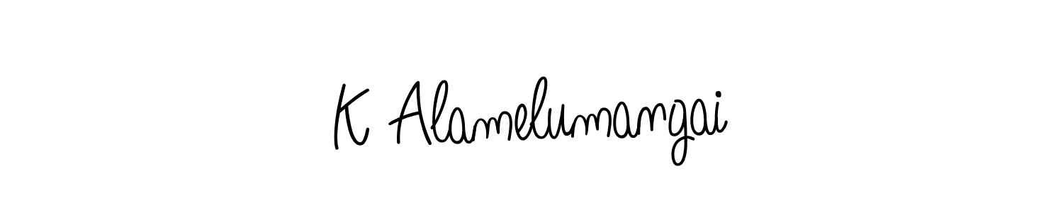 How to make K Alamelumangai name signature. Use Angelique-Rose-font-FFP style for creating short signs online. This is the latest handwritten sign. K Alamelumangai signature style 5 images and pictures png