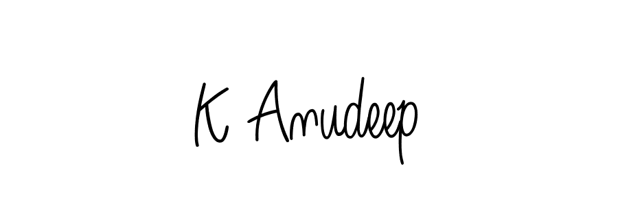 Also we have K Anudeep name is the best signature style. Create professional handwritten signature collection using Angelique-Rose-font-FFP autograph style. K Anudeep signature style 5 images and pictures png