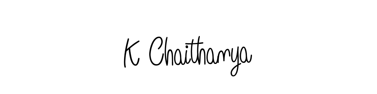 You should practise on your own different ways (Angelique-Rose-font-FFP) to write your name (K Chaithanya) in signature. don't let someone else do it for you. K Chaithanya signature style 5 images and pictures png