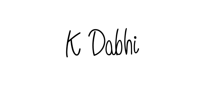 Design your own signature with our free online signature maker. With this signature software, you can create a handwritten (Angelique-Rose-font-FFP) signature for name K Dabhi. K Dabhi signature style 5 images and pictures png