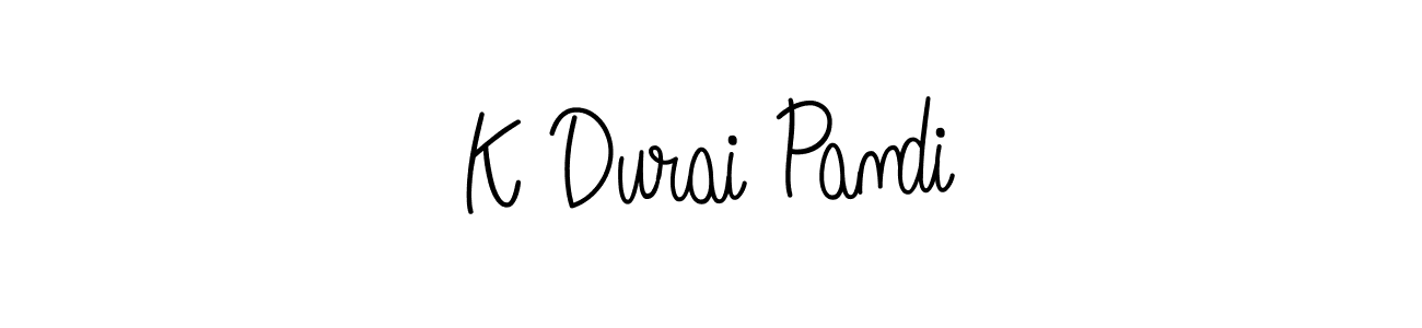 You should practise on your own different ways (Angelique-Rose-font-FFP) to write your name (K Durai Pandi) in signature. don't let someone else do it for you. K Durai Pandi signature style 5 images and pictures png