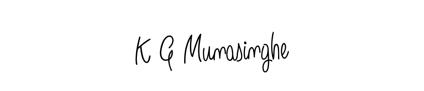 Design your own signature with our free online signature maker. With this signature software, you can create a handwritten (Angelique-Rose-font-FFP) signature for name K G Munasinghe. K G Munasinghe signature style 5 images and pictures png