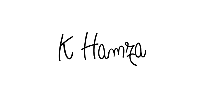 How to make K Hamza name signature. Use Angelique-Rose-font-FFP style for creating short signs online. This is the latest handwritten sign. K Hamza signature style 5 images and pictures png