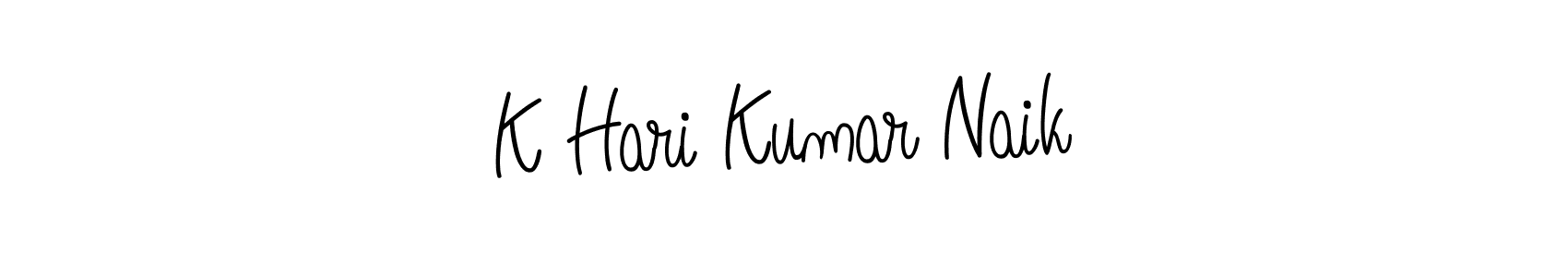 The best way (Angelique-Rose-font-FFP) to make a short signature is to pick only two or three words in your name. The name K Hari Kumar Naik include a total of six letters. For converting this name. K Hari Kumar Naik signature style 5 images and pictures png