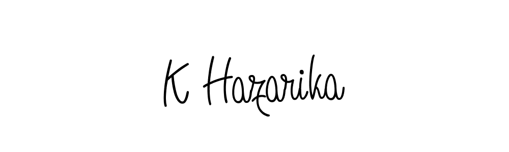 You should practise on your own different ways (Angelique-Rose-font-FFP) to write your name (K Hazarika) in signature. don't let someone else do it for you. K Hazarika signature style 5 images and pictures png