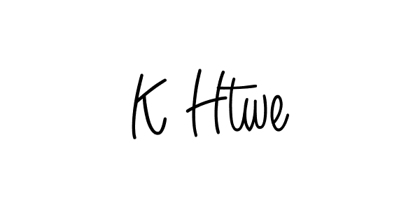 The best way (Angelique-Rose-font-FFP) to make a short signature is to pick only two or three words in your name. The name K Htwe include a total of six letters. For converting this name. K Htwe signature style 5 images and pictures png