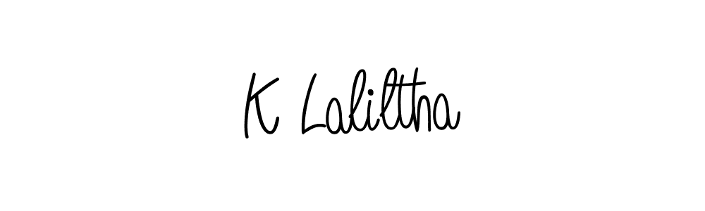 Make a beautiful signature design for name K Laliltha. With this signature (Angelique-Rose-font-FFP) style, you can create a handwritten signature for free. K Laliltha signature style 5 images and pictures png
