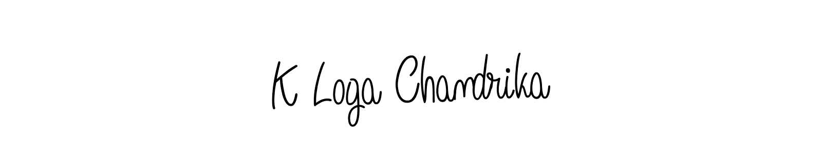 You should practise on your own different ways (Angelique-Rose-font-FFP) to write your name (K Loga Chandrika) in signature. don't let someone else do it for you. K Loga Chandrika signature style 5 images and pictures png