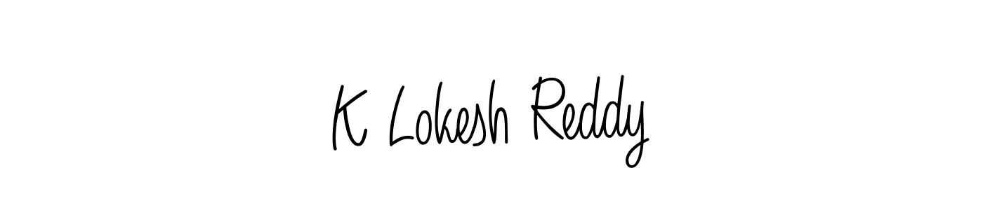 You should practise on your own different ways (Angelique-Rose-font-FFP) to write your name (K Lokesh Reddy) in signature. don't let someone else do it for you. K Lokesh Reddy signature style 5 images and pictures png