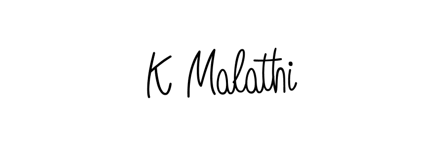 The best way (Angelique-Rose-font-FFP) to make a short signature is to pick only two or three words in your name. The name K Malathi include a total of six letters. For converting this name. K Malathi signature style 5 images and pictures png