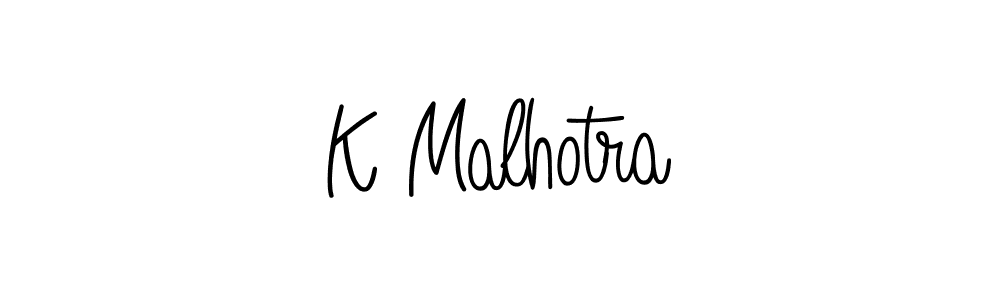 You should practise on your own different ways (Angelique-Rose-font-FFP) to write your name (K Malhotra) in signature. don't let someone else do it for you. K Malhotra signature style 5 images and pictures png
