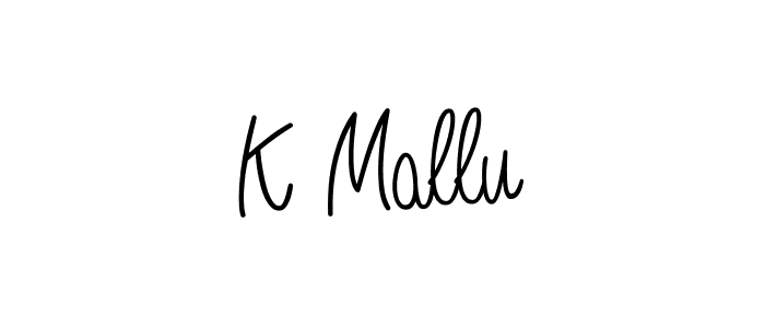 Create a beautiful signature design for name K Mallu. With this signature (Angelique-Rose-font-FFP) fonts, you can make a handwritten signature for free. K Mallu signature style 5 images and pictures png