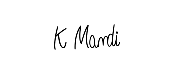 How to make K Mandi name signature. Use Angelique-Rose-font-FFP style for creating short signs online. This is the latest handwritten sign. K Mandi signature style 5 images and pictures png
