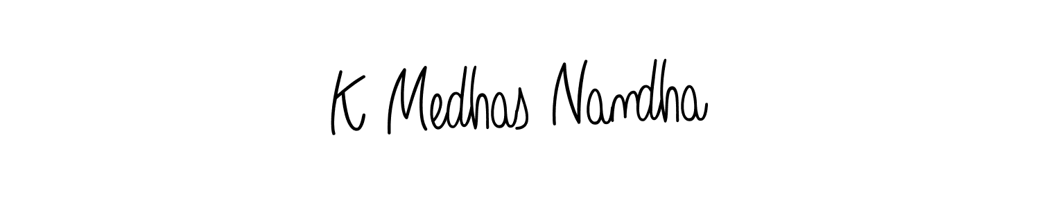 Also we have K Medhas Nandha name is the best signature style. Create professional handwritten signature collection using Angelique-Rose-font-FFP autograph style. K Medhas Nandha signature style 5 images and pictures png