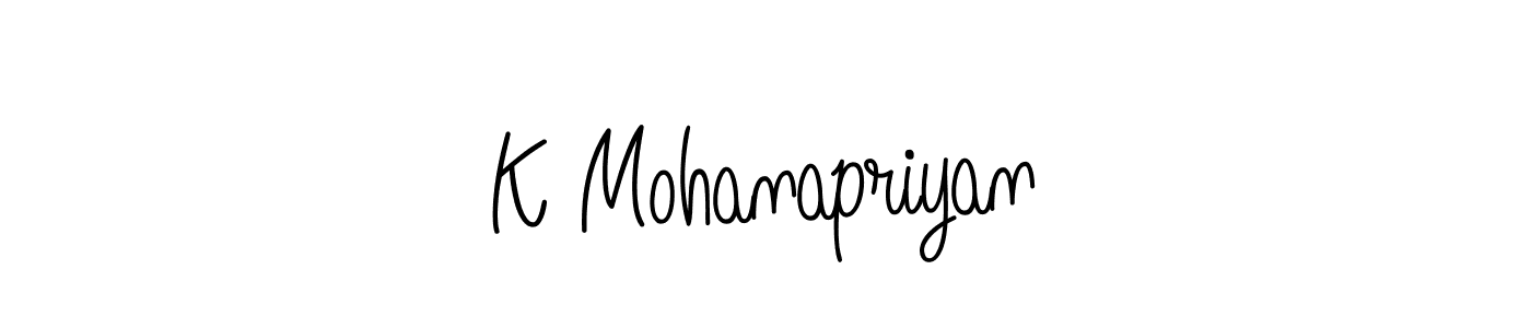 Similarly Angelique-Rose-font-FFP is the best handwritten signature design. Signature creator online .You can use it as an online autograph creator for name K Mohanapriyan. K Mohanapriyan signature style 5 images and pictures png