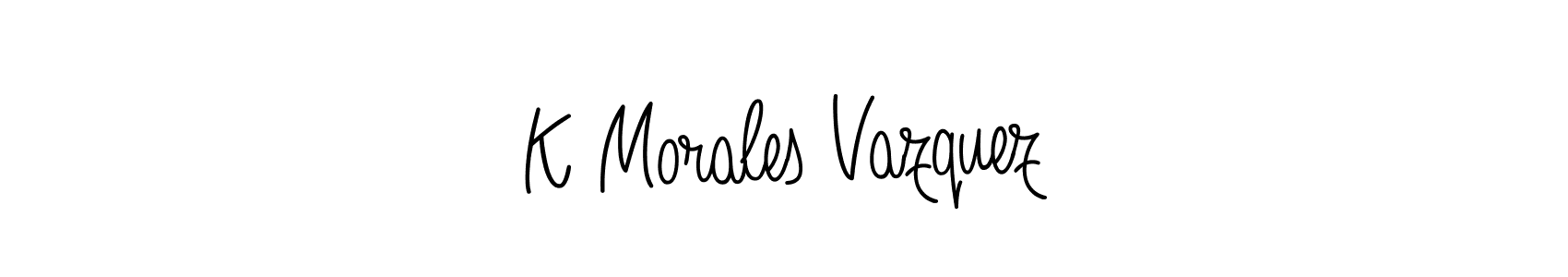 Use a signature maker to create a handwritten signature online. With this signature software, you can design (Angelique-Rose-font-FFP) your own signature for name K Morales Vazquez. K Morales Vazquez signature style 5 images and pictures png