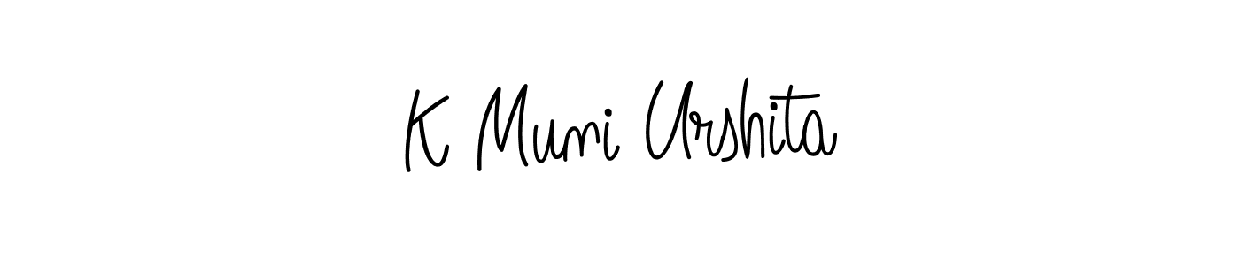 How to make K Muni Urshita name signature. Use Angelique-Rose-font-FFP style for creating short signs online. This is the latest handwritten sign. K Muni Urshita signature style 5 images and pictures png