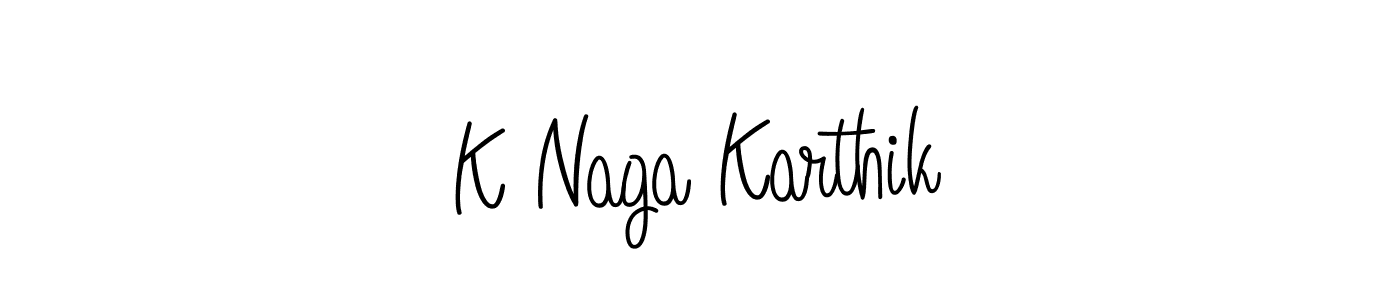 You should practise on your own different ways (Angelique-Rose-font-FFP) to write your name (K Naga Karthik) in signature. don't let someone else do it for you. K Naga Karthik signature style 5 images and pictures png
