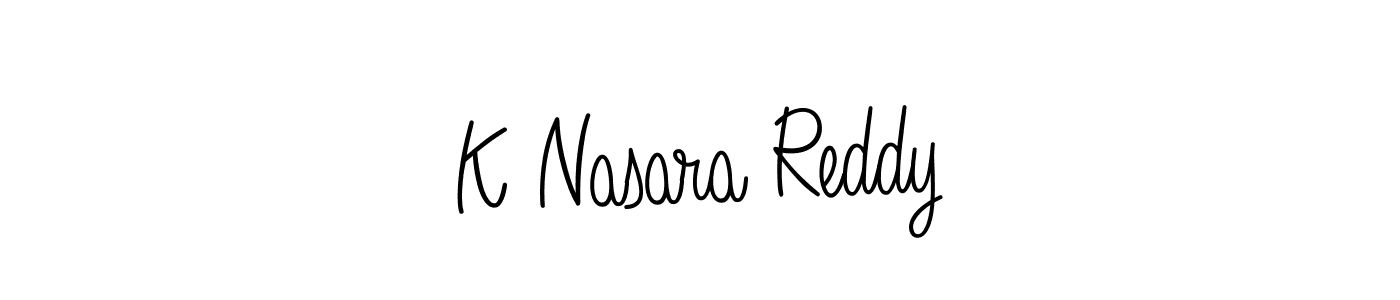The best way (Angelique-Rose-font-FFP) to make a short signature is to pick only two or three words in your name. The name K Nasara Reddy include a total of six letters. For converting this name. K Nasara Reddy signature style 5 images and pictures png