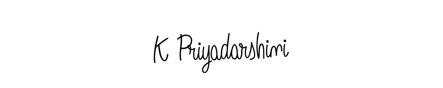 The best way (Angelique-Rose-font-FFP) to make a short signature is to pick only two or three words in your name. The name K Priyadarshini include a total of six letters. For converting this name. K Priyadarshini signature style 5 images and pictures png