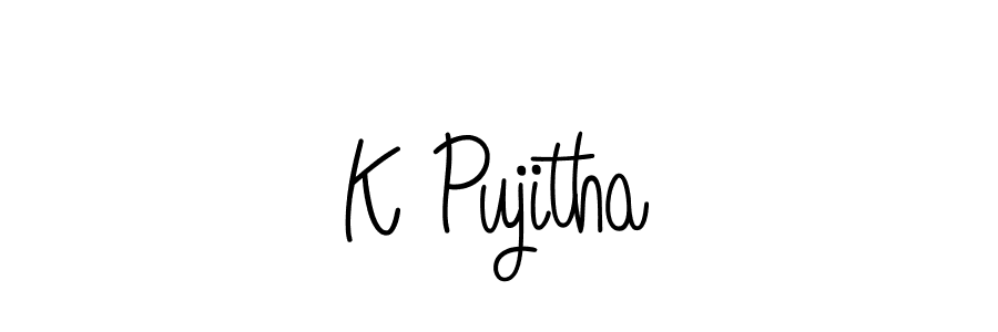 How to Draw K Pujitha signature style? Angelique-Rose-font-FFP is a latest design signature styles for name K Pujitha. K Pujitha signature style 5 images and pictures png