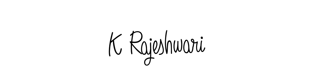 The best way (Angelique-Rose-font-FFP) to make a short signature is to pick only two or three words in your name. The name K Rajeshwari include a total of six letters. For converting this name. K Rajeshwari signature style 5 images and pictures png