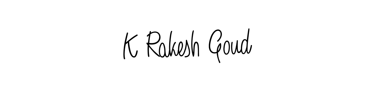 How to make K Rakesh Goud name signature. Use Angelique-Rose-font-FFP style for creating short signs online. This is the latest handwritten sign. K Rakesh Goud signature style 5 images and pictures png