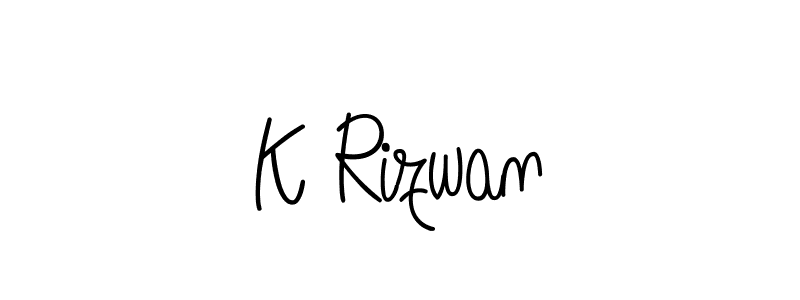 You should practise on your own different ways (Angelique-Rose-font-FFP) to write your name (K Rizwan) in signature. don't let someone else do it for you. K Rizwan signature style 5 images and pictures png