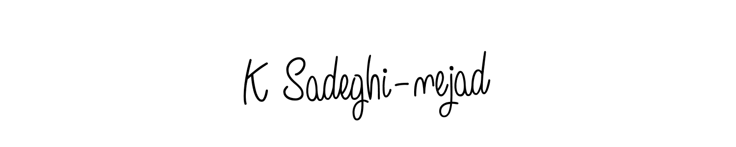 You should practise on your own different ways (Angelique-Rose-font-FFP) to write your name (K Sadeghi-nejad) in signature. don't let someone else do it for you. K Sadeghi-nejad signature style 5 images and pictures png