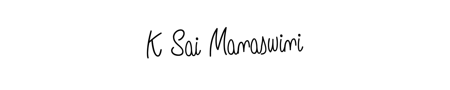 How to make K Sai Manaswini name signature. Use Angelique-Rose-font-FFP style for creating short signs online. This is the latest handwritten sign. K Sai Manaswini signature style 5 images and pictures png