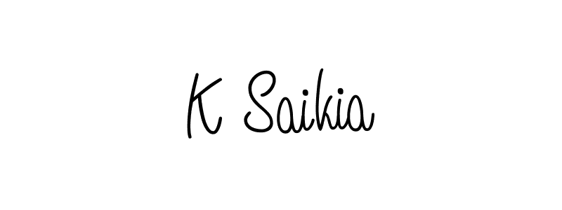 K Saikia stylish signature style. Best Handwritten Sign (Angelique-Rose-font-FFP) for my name. Handwritten Signature Collection Ideas for my name K Saikia. K Saikia signature style 5 images and pictures png