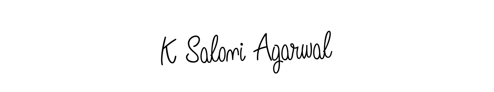 Use a signature maker to create a handwritten signature online. With this signature software, you can design (Angelique-Rose-font-FFP) your own signature for name K Saloni Agarwal. K Saloni Agarwal signature style 5 images and pictures png