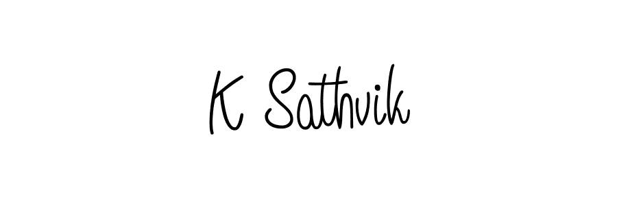 How to make K Sathvik name signature. Use Angelique-Rose-font-FFP style for creating short signs online. This is the latest handwritten sign. K Sathvik signature style 5 images and pictures png