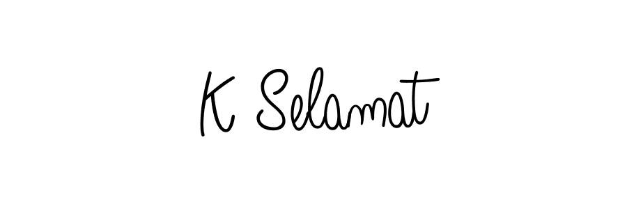 if you are searching for the best signature style for your name K Selamat. so please give up your signature search. here we have designed multiple signature styles  using Angelique-Rose-font-FFP. K Selamat signature style 5 images and pictures png