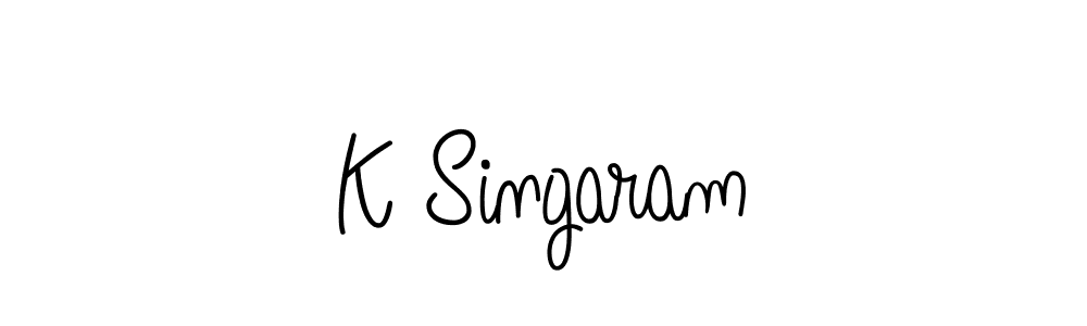 K Singaram stylish signature style. Best Handwritten Sign (Angelique-Rose-font-FFP) for my name. Handwritten Signature Collection Ideas for my name K Singaram. K Singaram signature style 5 images and pictures png