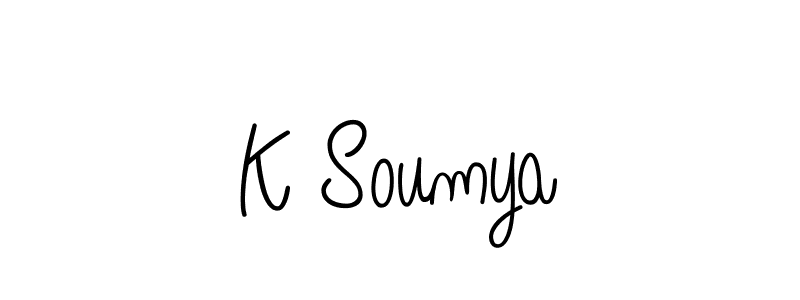 The best way (Angelique-Rose-font-FFP) to make a short signature is to pick only two or three words in your name. The name K Soumya include a total of six letters. For converting this name. K Soumya signature style 5 images and pictures png