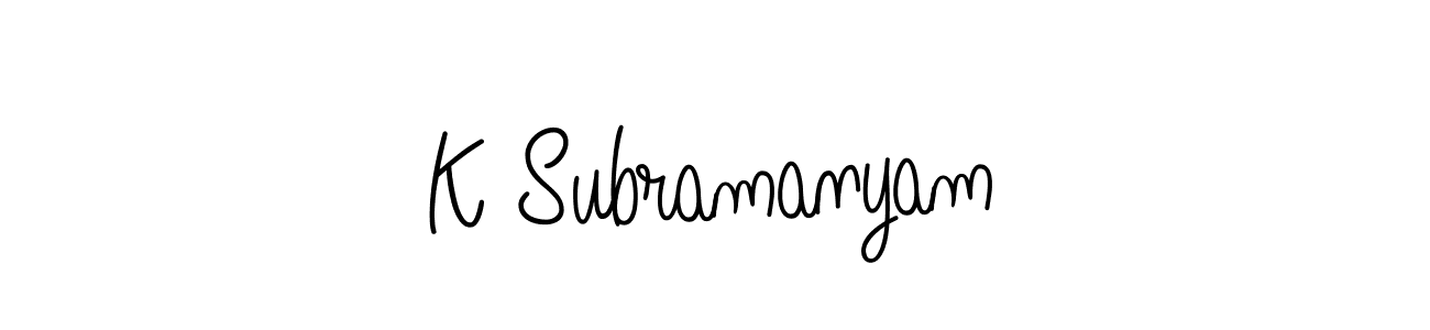 K Subramanyam stylish signature style. Best Handwritten Sign (Angelique-Rose-font-FFP) for my name. Handwritten Signature Collection Ideas for my name K Subramanyam. K Subramanyam signature style 5 images and pictures png