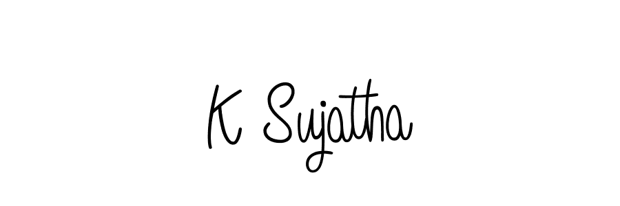 How to make K Sujatha name signature. Use Angelique-Rose-font-FFP style for creating short signs online. This is the latest handwritten sign. K Sujatha signature style 5 images and pictures png