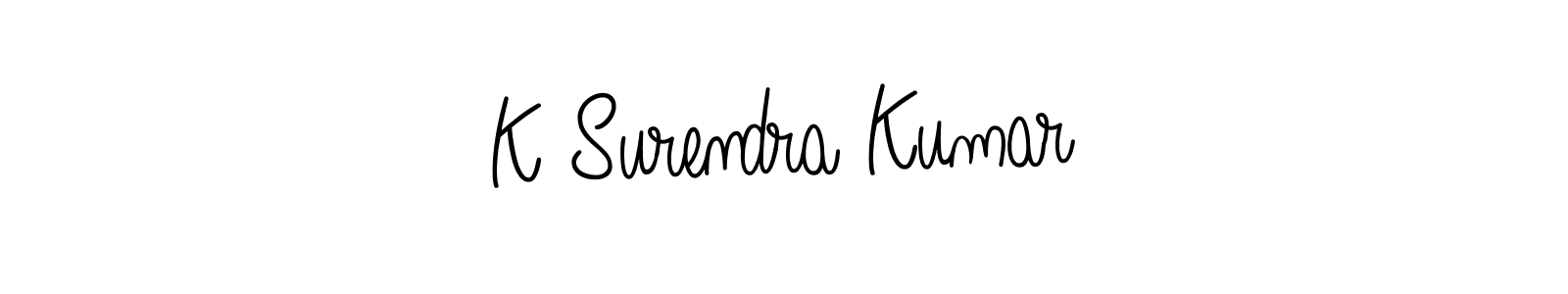 The best way (Angelique-Rose-font-FFP) to make a short signature is to pick only two or three words in your name. The name K Surendra Kumar include a total of six letters. For converting this name. K Surendra Kumar signature style 5 images and pictures png