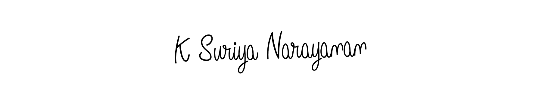 Create a beautiful signature design for name K Suriya Narayanan. With this signature (Angelique-Rose-font-FFP) fonts, you can make a handwritten signature for free. K Suriya Narayanan signature style 5 images and pictures png