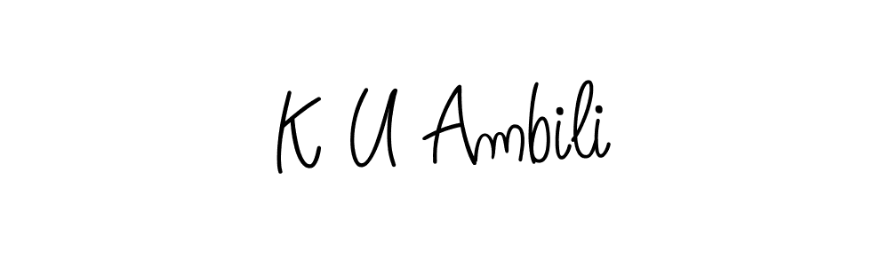 The best way (Angelique-Rose-font-FFP) to make a short signature is to pick only two or three words in your name. The name K U Ambili include a total of six letters. For converting this name. K U Ambili signature style 5 images and pictures png